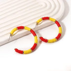 Game Day Earrings Football Baseball Earrings for Women Sports Team Heishi Hoop Earring Football Accessories Outfits Cheer Mom Essentials Fall Sports Must Haves Cheer Gifts (Red Yellow)