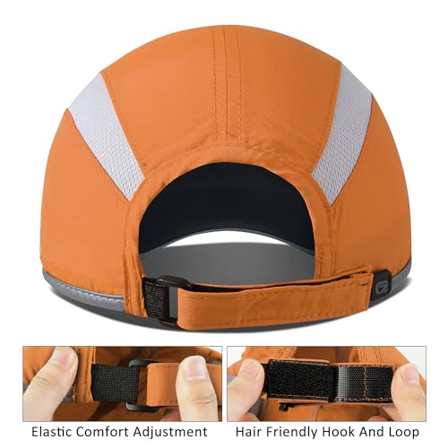 Reflective Foldable Running Hat for Men Women (6 1/2-7 / Orange)
