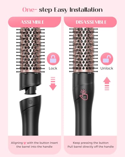 5 in 1 Curling Iron with Thermal Brush and 4 Interchangeable Ceramic Barrels (Curling Iron (1/2"-1 1/2"))