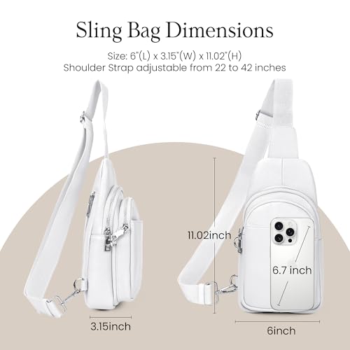 Genuine Leather Small Crossbody Bags for Women Anti (White)