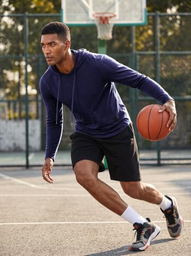 Mens Fashion Athletic Hoodies Sport Sweatshirt Solid Color Fleece Pullover Navy X (X-Large / Navy)