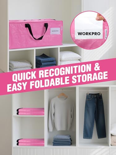 1 Pack Extra Large Moving Bags with Backpack Straps & Handles (Pink / 1 Pack)