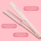 FoxyBae Sleek & Slay 1.75" Wide Plate Ceramic Flat Iron - Blush - Hair Straightener - Portable Professional Hot Tools - Healthy Hair Guaranteed - Dual Voltage - [146W]