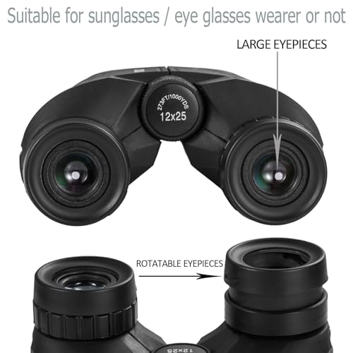 12x25 Compact Binoculars for Adults and Kids