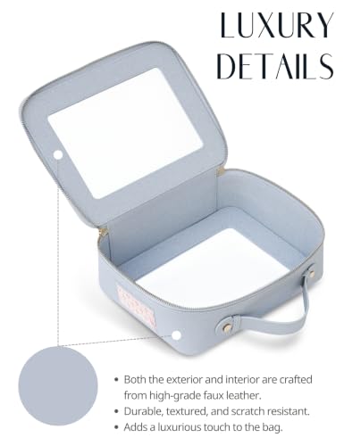 Clear Large Makeup Bag Mahjong Tile Bag Zipper & Handle Light Blue (Light Blue / Large Luxe)