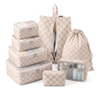 Compression Packing Cubes (2. Neutral Checker / 8 Pack (4 Cubes + 4 Travel Bags))