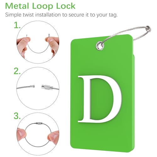 2 Pack Initial Luggage Tags for Suitcases Airplane Travel Essentials (Large D / Green)
