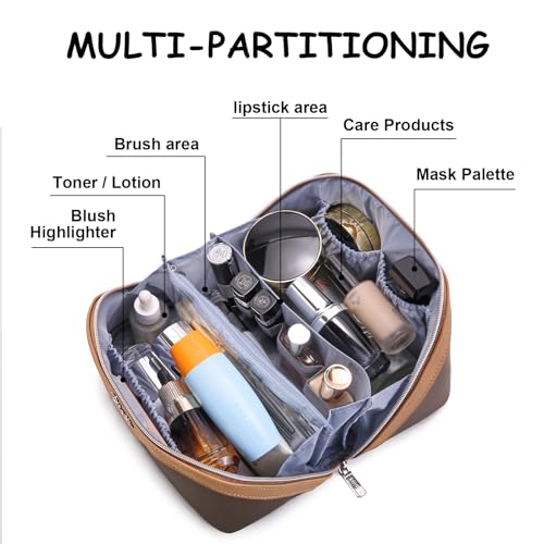 Travel Makeup Bag Organizer Cosmetic Bag (02-D-Brown)