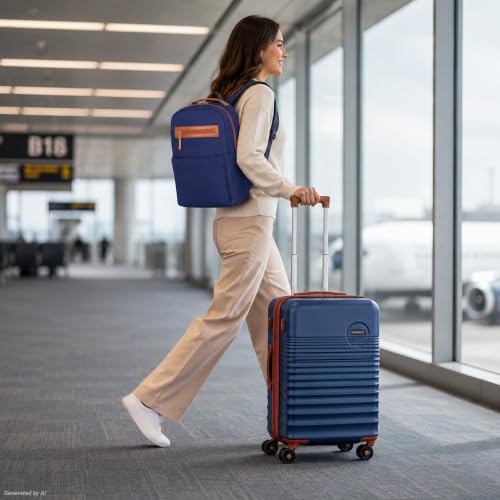 Carry On Luggage 22x14x9 Airline Approved Suitcase with Wheels (Dark Blue / 3 Piece Sets (20/BP/TB))