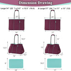 Neoprene Multipurpose Beach Bag Tote Bag (Wine Red and Mint / X-Large)
