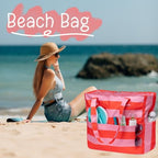 Waterproof Beach Tote Pool Bags for Women Ladies Extra Large Gym Tote Carry On Bag With Wet Compartment for Weekender Travel (Rose Pink Stripe)