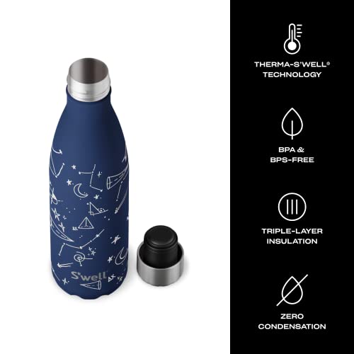 Stainless Steel Water Bottle 17 ounces Midnight Sky Triple Layered Vacuum Insulated Containers Keeps Drinks Cold for 36 Hours and Hot for 18 Perfect for On the Go (Midnight Sky / 17 Ounces / Water Bottle)