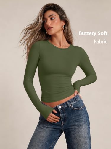 Womens Long Sleeve Shirts Basic Compression Tops ArmyGreen M (Medium / Armygreen)