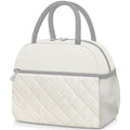 Lunch Box for Women Adult Men Insulated Cute Quilted Lunch Bag Women Reusable Large Lunch Tote Bag Leakproof Simple Cooler Bag for Work Office Picnic Beach or Travel (B-Beige White / Medium - 10L)