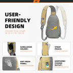 Sling Bag RFID Crossbody Sling Backpack Cross Body Shoulder Bag Travel Hiking Daypack for Women Men (Khaki)