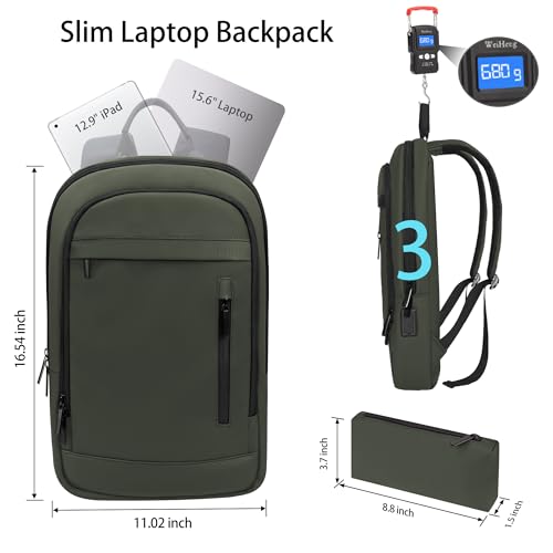 Business Backpack for Men Lightweight Commute Laptop Backpack Anti (15.6" / Classic / Green)