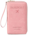 Multi Function RFID Travel Passport Wallet with Phone Pocket (Pink)