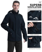Rain Suit Waterproof Breathable Lightweight 2 (X-Large / Navy Blue)