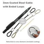 1/8"(3mm) Wire Diam Stainless Steel Cable Eyelets Loops Short Rope Lanyard Safety Tether Chain Lock with Vinyl Coated Cover, 10Pcs 20" Long Clear (20 inches - 10 Pcs / Clear-A)