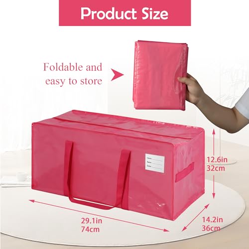 6 Pack Heavy Duty Extra Large Moving Bags with Handles (6 Pack / GDpink)