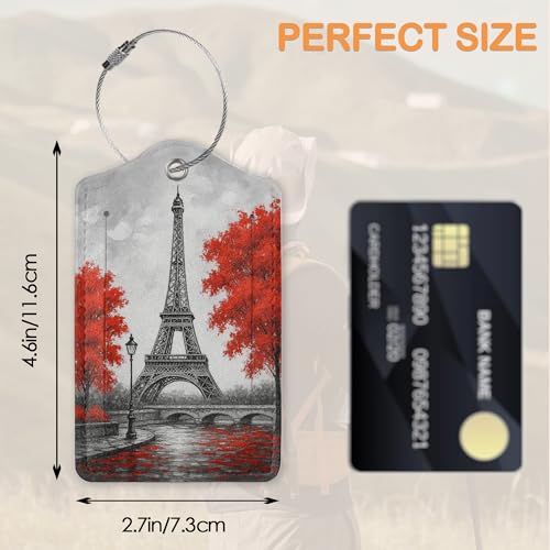Eiffel Tower Paris 3 PCS PU Leather Luggage Tags for Suitcase (Eiffel Tower Paris)