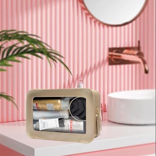 Clear Makeup Bag Organizer (Gold)