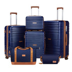 Luggage Sets with Spinner Wheels (Navy / 6 piece sets（14/20/24/28/DB/TB）)
