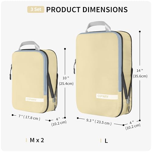 Compression Packing Cubes for Travel (Vanilla Cream / 3PCS)