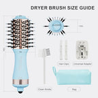 Travel Dual Voltage Hair Dryer Brush and Styler (50mm Oval / Sky Blue&rose Gold)