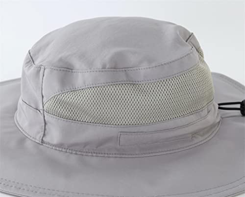 Womens Outdoor Mesh Boonie Sun Hat Summer Wide Brim UV Protection Fishing Hat Safari Cap Grey (Large / Grey)