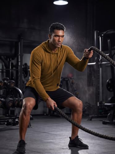 Mens Fashion Athletic Hoodies Sport Sweatshirt Solid Color Fleece Pullover Brown X (X-Large / Brown)