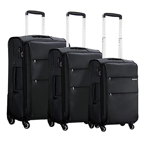 20/24/28 Inch 3 Piece Luggage Set with Spinner Wheels Expandable Luggage Large Suitcases with Wheels Softside Checked Luggage Rolling Suitcase with Lock Lightweight Travel Luggage.(Dark Gray) (Dark Gray / 3-Piece Set (20-Inch, 24-Inch, 28-Inch))
