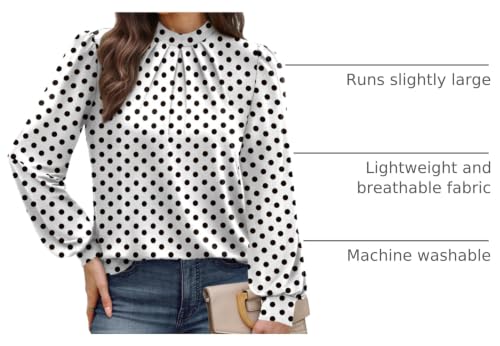 Winter Clothing for Women Fall Clothes Early Fall Fashion Must Haves Long Sleeve Shirts Blouses Dressy Casual Womens Tops Work Teachers Outfits Plus Size White Polka Dot 2XL (04 - White Polka Dot / XX-Large)