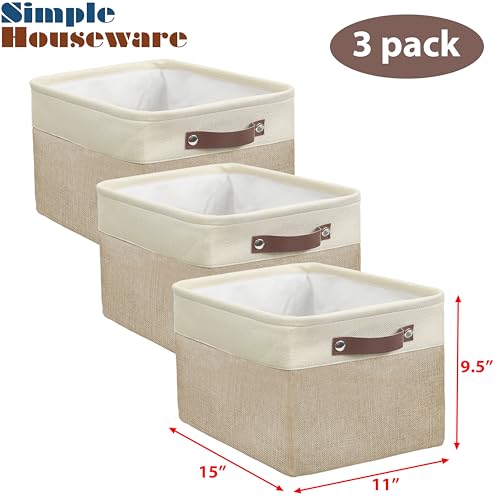15" x 11" Large Fabric Storage Bin (Beige / Large - 15" x 11" x 9.5")