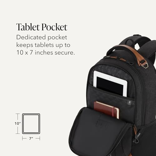 Cecil Laptop Backpack (18-Inch / Black Canvas/Brown)