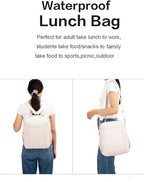 NOL Insulated Lunch Bags for Women Cooler Bag Lightweight Nylon Waterproof Lunch Box for Work (Cream / Large (12 Liters))