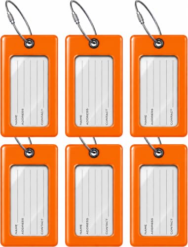 TUFFTAAG Luggage Tags (Orange 6pk / 6 Pack)