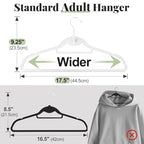 Velvet Felt Stackable Hangers 50 Pack (White)