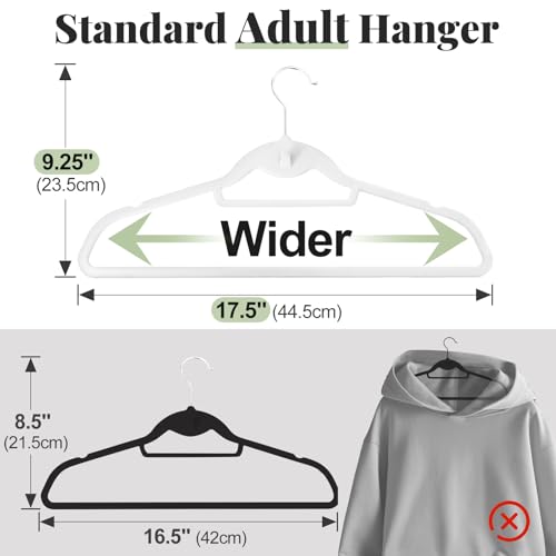 Velvet Felt Stackable Hangers 50 Pack (White)
