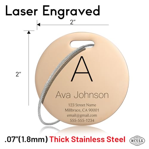 Customized Stainless Steel Luggage Tags (Elegant Circle-rose Gold)