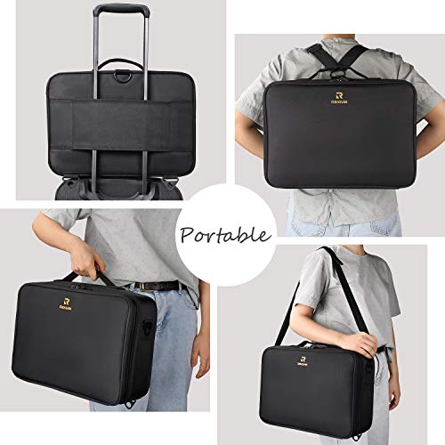 Makeup Case Large Makeup Bag Professional Train Case 16.5 inches Travel Cosmetic Organizer Brush Holder Waterproof Makeup Artist Storage Box (Large / Black)