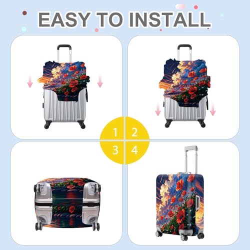 Poppy Flower Luggage Cover (#135 / M(fits 24-26Inch suitcase))