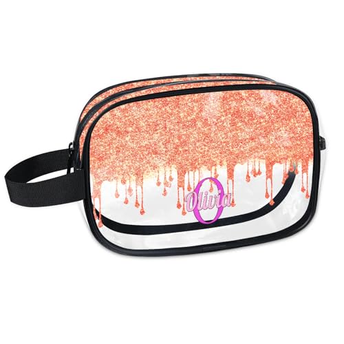 Custom Name Makeup Bag Travel Bag (Orange)