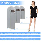 Garment Bag Lightweight Clear White PEVA Breathable Suit Bags with Study Full Zipper for Suit Clothes Storage Closet (Grey / 24''X43'')