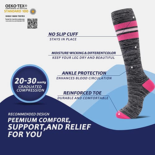 8 Pairs Compression Socks for Men & Women 20 (Large-X-Large / 17-8 pairs-green/grey/orange/black strips-NEW)