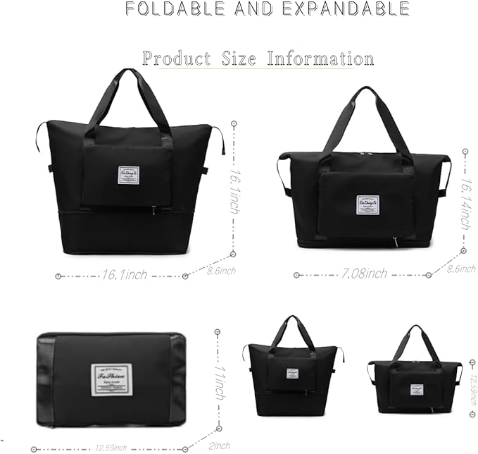 Large Capacity Foldable Travel Bag, Expandable lightweight Carry on Bag - Image 2