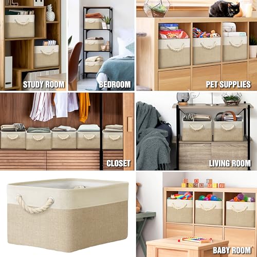 15.7" x 12" Wide & Low Fabric Storage Bin (Beige / Wide & Low - 15.75" x 12" x 8.25")