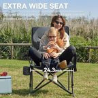 Oversized Folding Camping Chair for Adults (Grey-2pack)