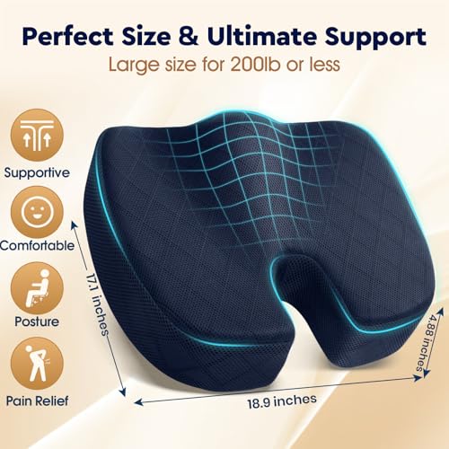 Seat Cushion Memory Foam Office Chair Cushion (XXX-Large / Blue)