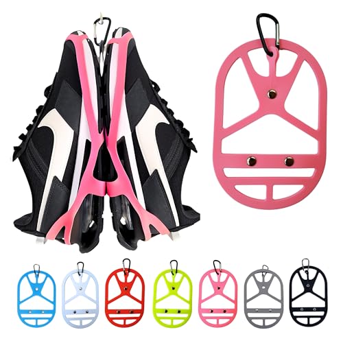 Shoe Holster For Backpack with Clip Hanger. Footwear Holder with a Carabiner for Sneakers (Pink / Extra Large)